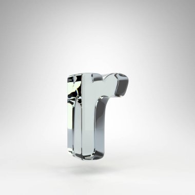 Beyaz arka planda R harfi küçük harf. Kamera lensi şeffaf cam 3D harf ve dağılım.