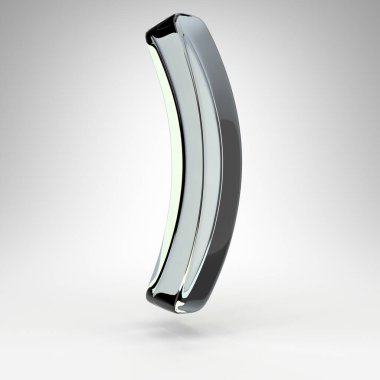 Beyaz arkaplanda sağ yuvarlak parantez sembolü. Kamera lensi şeffaf cam 3D dağılım işareti.