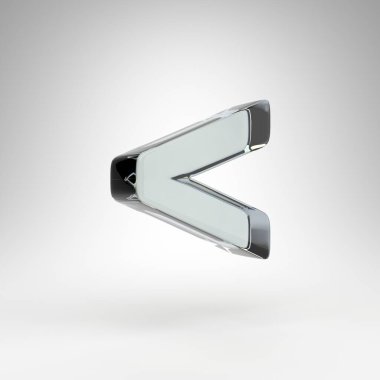 Beyaz arka plandaki sembolden daha az. Kamera lensi şeffaf cam 3D dağılım işareti.