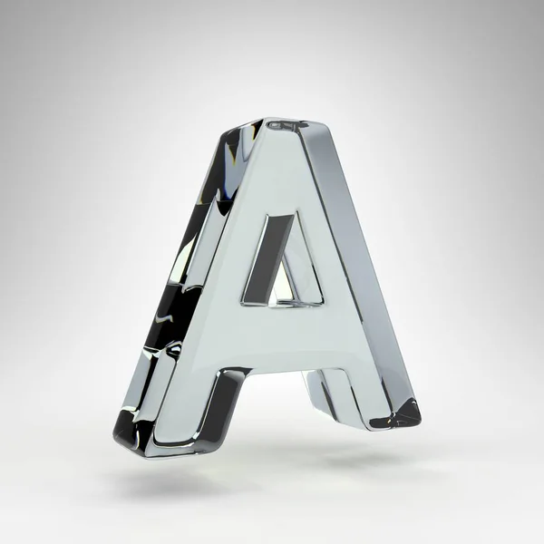 Letter A uppercase on white background. Camera lens transparent glass 3D letter with dispersion. — Stock Photo, Image