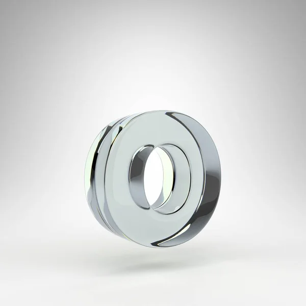 Letter O lowercase on white background. Camera lens transparent glass 3D letter with dispersion. — Stock Photo, Image