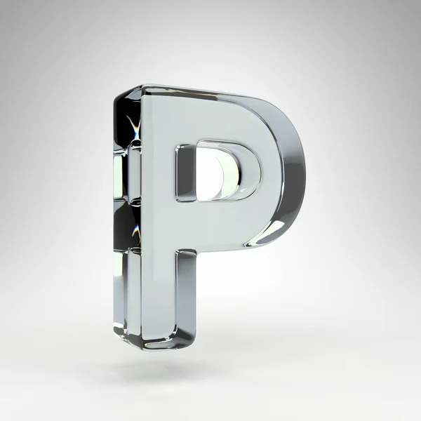 Litera P na białym tle. Obiektyw aparatu szkło przezroczyste 3D list z dyspersją. — Zdjęcie stockowe