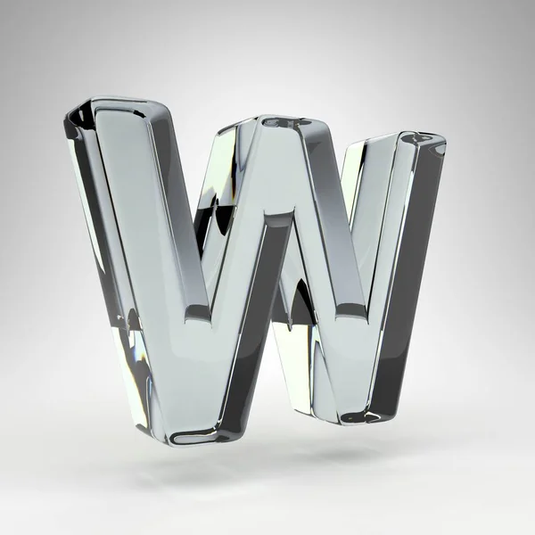 Letter W uppercase on white background. Camera lens transparent glass 3D letter with dispersion. — Stock Photo, Image