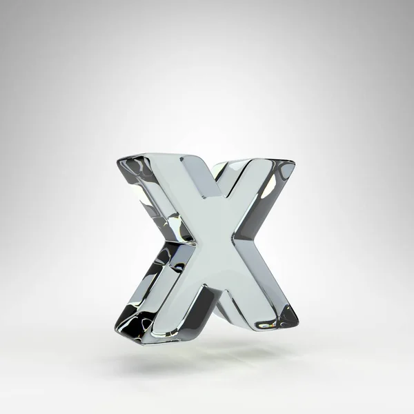 Lettera X minuscola su sfondo bianco. Lente per fotocamera in vetro trasparente Lettera 3D con dispersione. — Foto Stock