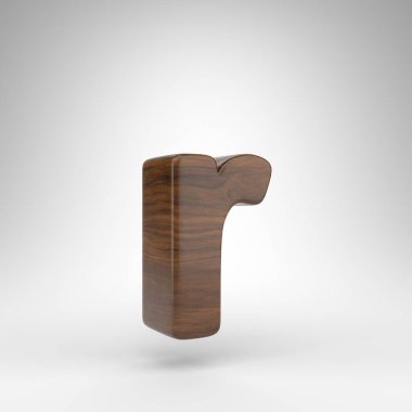 Beyaz arka planda R harfi küçük harf. Kahverengi ahşap desenli koyu meşe rengi bir harf..