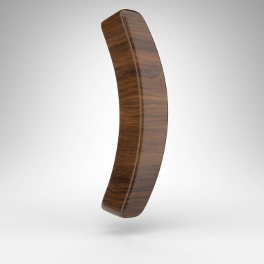 Beyaz arkaplanda sağ yuvarlak parantez sembolü. Kahverengi ahşap desenli koyu meşe işareti..