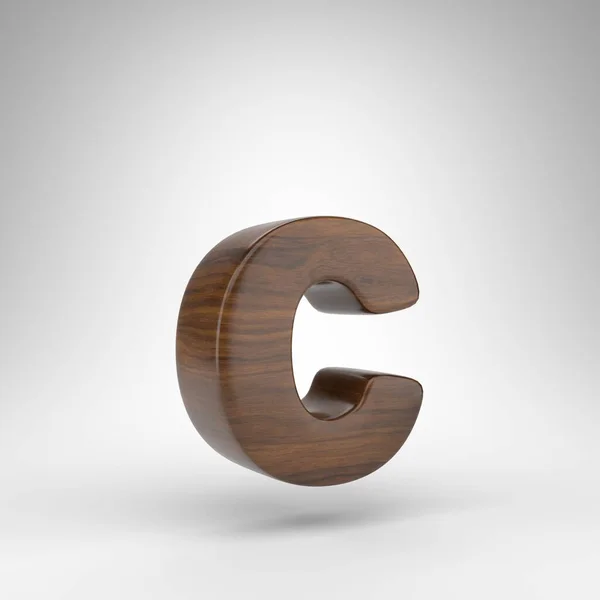 Буква C на белом фоне. Дубовая 3D буква с коричневой текстурой дерева. — стоковое фото