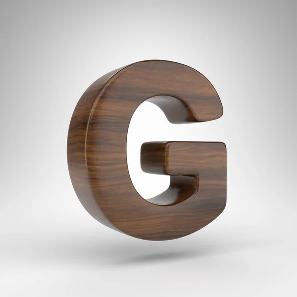 字母G大写字母白色背景。带有棕色木纹的黑橡木3D字母. — 图库照片