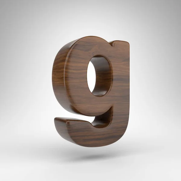 白底字母G小写字母.带有棕色木纹的黑橡木3D字母. — 图库照片