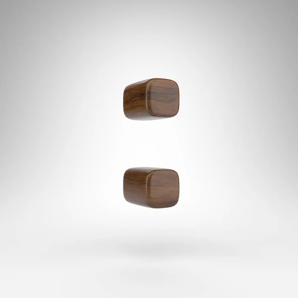 Símbolo de colon sobre fondo blanco. Signo 3D de roble oscuro con textura de madera marrón. — Foto de Stock