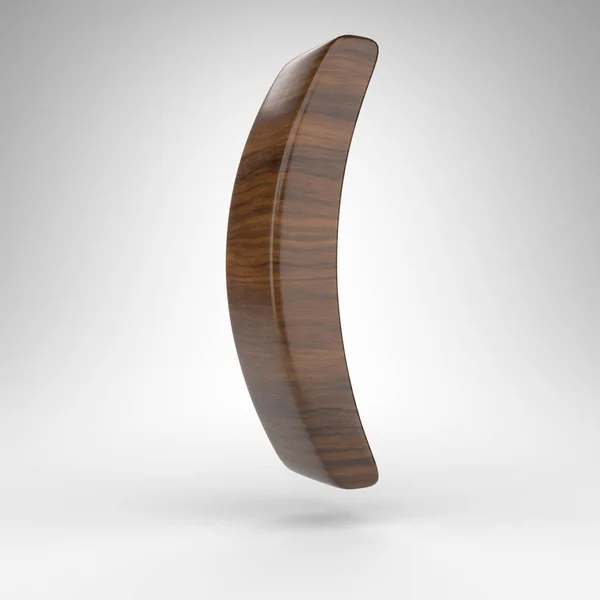 Símbolo de suporte redondo esquerdo no fundo branco. Sinal 3D de carvalho escuro com textura de madeira marrom. — Fotografia de Stock