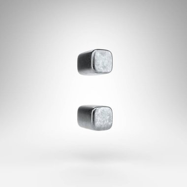 Beyaz arka planda kolon sembolü. Gun metal 3D kabataslak metal desenli işaret..