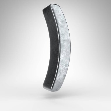 Beyaz arkaplanda sağ yuvarlak parantez sembolü. Gun metal 3D kabataslak metal desenli işaret..