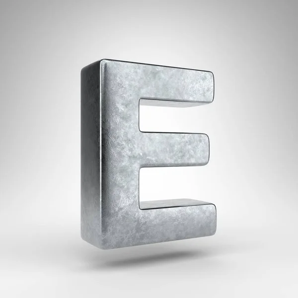 白地に大文字のEを入れます ラフな金属質感のガンメタル3Dレンダリングフォント — ストック写真