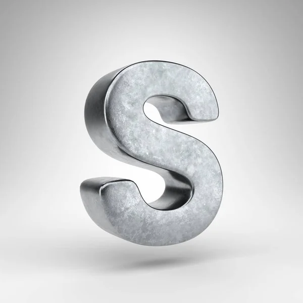 Letter Uppercase White Background Gun Metal Rendered Font Rough Metal — Stock Photo, Image