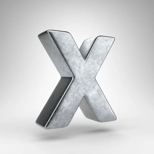 白地に文字X大文字 ラフな金属質感のガンメタル3Dレンダリングフォント — ストック写真