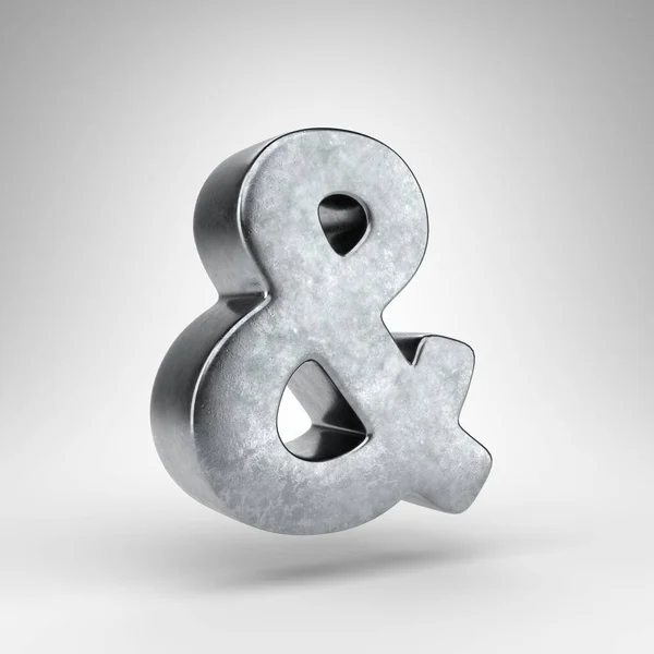 Ampersand Symbol White Background Gun Metal Rendered Sign Rough Metal — Stock Photo, Image