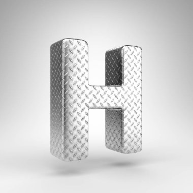 Beyaz arka planda H büyük harfi. Damalı plaka dokusuna sahip alüminyum 3B harf.