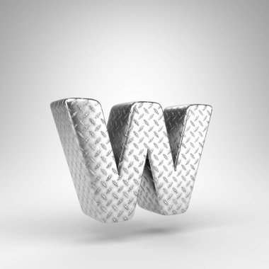 Beyaz arka planda W harfi küçük harf. Damalı plaka dokusuna sahip alüminyum 3B harf.