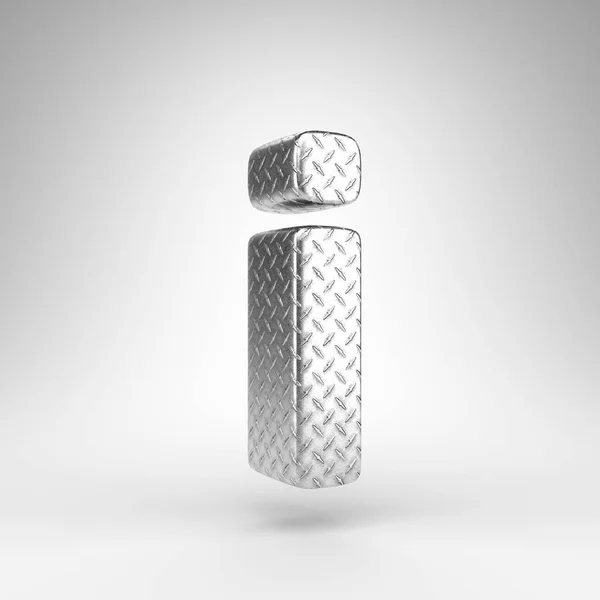 Carta I minúscula sobre fundo branco. Carta 3D de alumínio com textura chapa quadriculada. — Fotografia de Stock