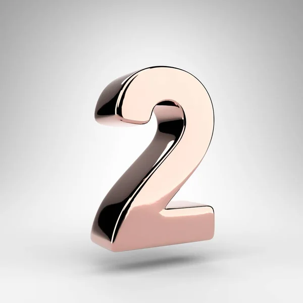 Number White Background Rose Gold Rendered Number Gloss Chrome Surface — Stock Photo, Image