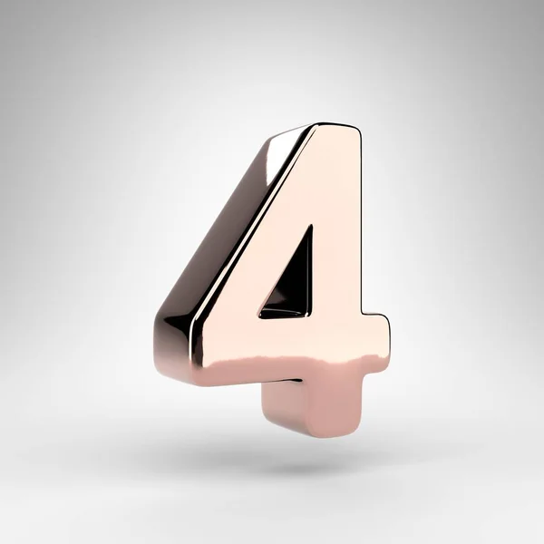 Number White Background Rose Gold Rendered Number Gloss Chrome Surface — Stock Photo, Image