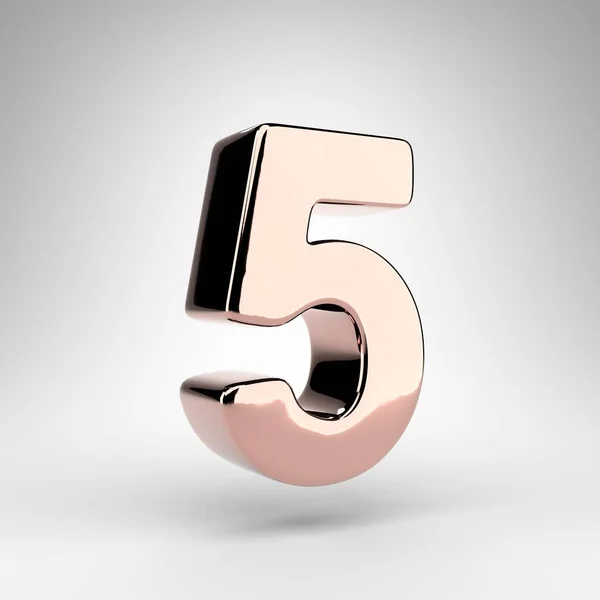 Number White Background Rose Gold Rendered Number Gloss Chrome Surface — Stock Photo, Image