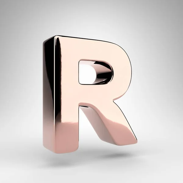 Letter Uppercase White Background Rose Gold Rendered Font Gloss Chrome — Stock Photo, Image