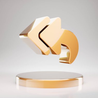 Tüm simgelere cevap ver. Sarı Altın Yanıt. Altın kürsüdeki tüm semboller. 3D oluşturulmuş Sosyal Ortam Simgesi.