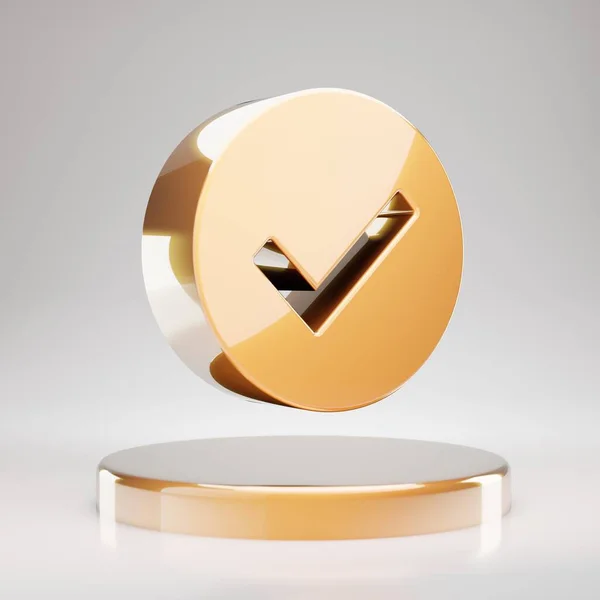Aktivieren Sie Circle Symbol Gelb Gold Check Circle Symbol Auf — Stockfoto