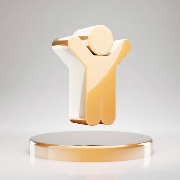 Kind Icoon Geel Goud Kind Symbool Gouden Podium Weergave Van — Stockfoto