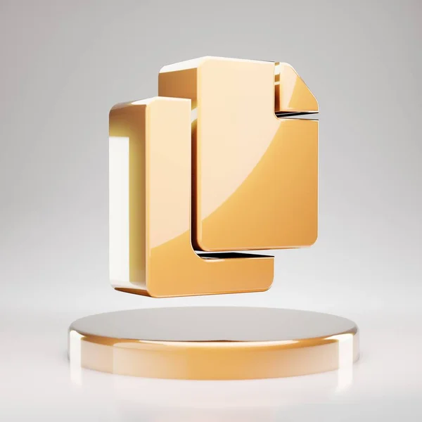 Kopiersymbol Yellow Gold Copy Symbol Auf Dem Goldenen Podium Gerendertes — Stockfoto