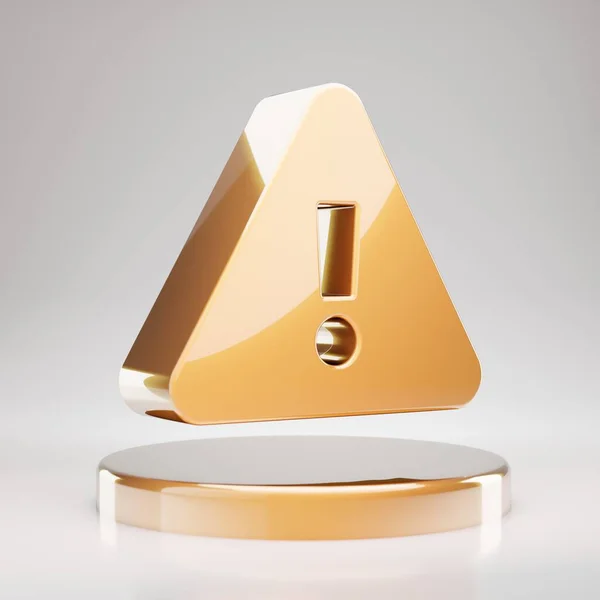 Icono Del Triángulo Exclamación Oro Amarillo Exclamación Triángulo Símbolo Podio — Foto de Stock