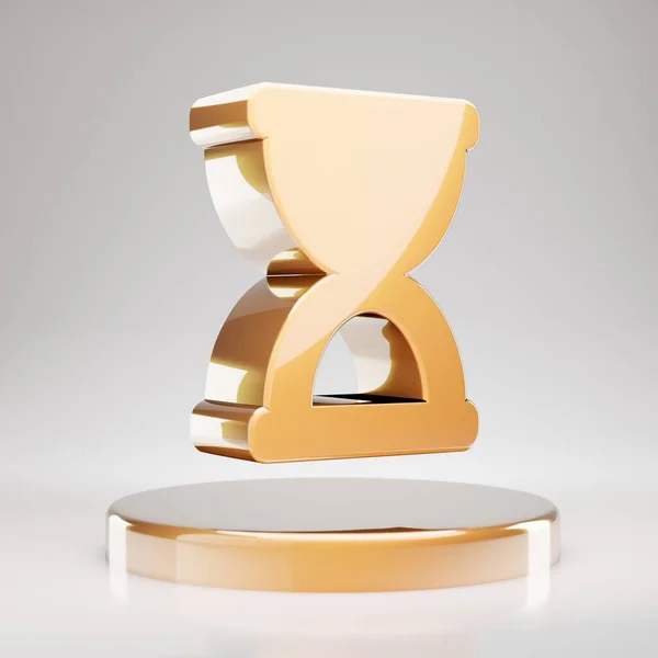 Hourglass Start 아이콘입니다 옐로우 Hourglass Start Sympared Golden Podium 렌더링 — 스톡 사진