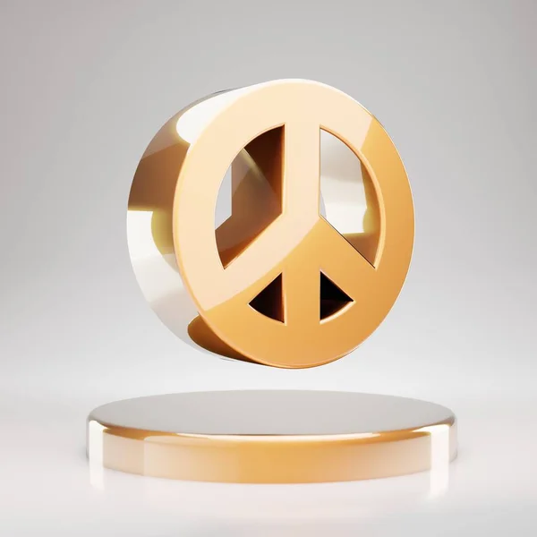 Béke Ikon Sárga Arany Béke Szimbólum Arany Pódiumon Kiolvasztott Közösségi — Stock Fotó