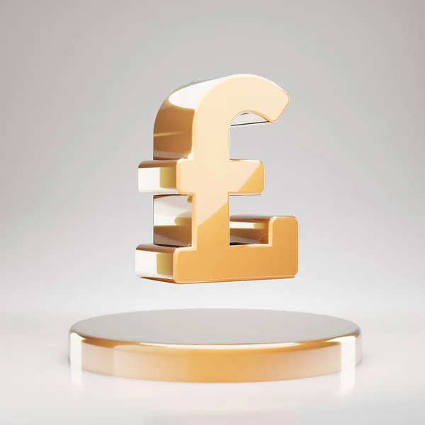 Pfund Symbol Gelbes Gold Pfund Symbol Auf Goldenem Podium Gerendertes — Stockfoto