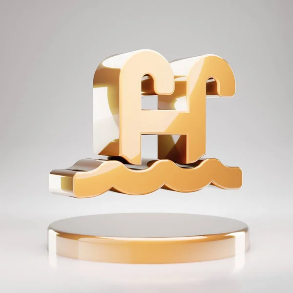 プールアイコン 黄金の表彰台に黄色の金プールのシンボル 3Dレンダリングソーシャルメディアアイコン — ストック写真