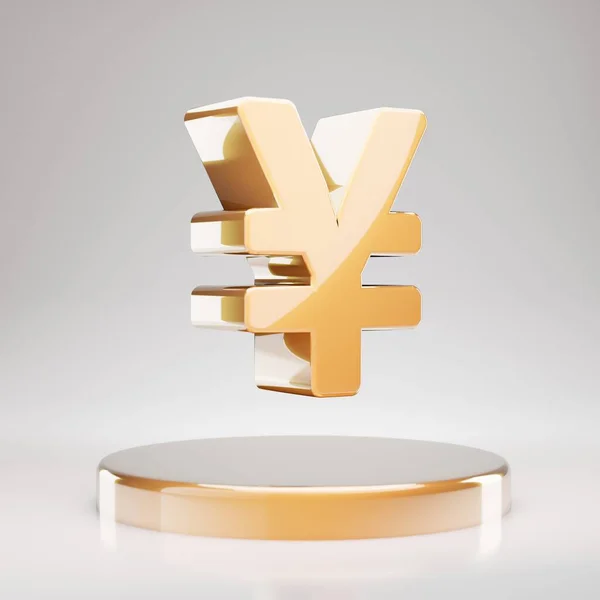 Yen Symbol Gelbgold Yen Symbol Auf Dem Goldenen Podium Gerendertes — Stockfoto