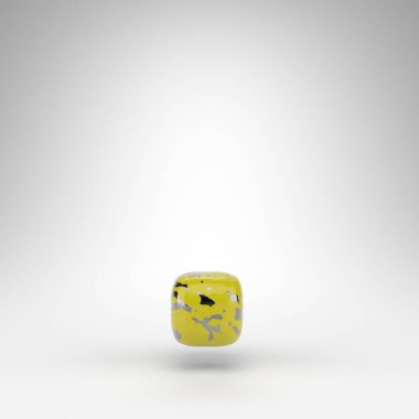 Beyaz arkaplanda dönem sembolü. Parlak metal dokusunda eski sarı boyalı 3 boyutlu tabela..