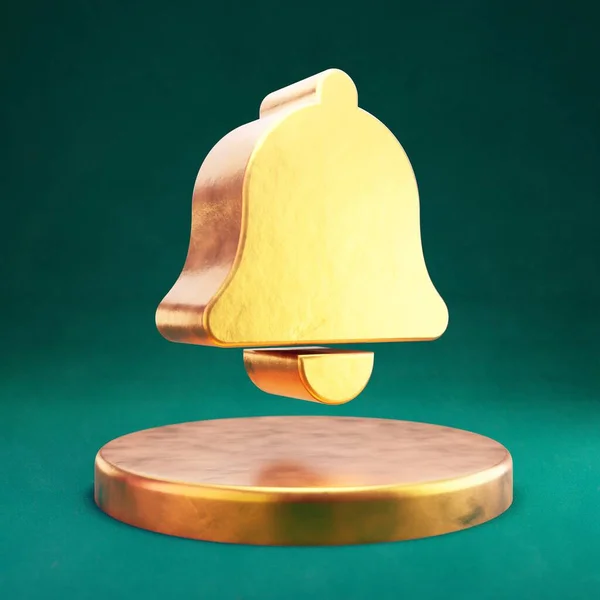 Ikona Zvonku Symbol Fortuna Gold Bell Tidewater Green Pozadím Ikona — Stock fotografie