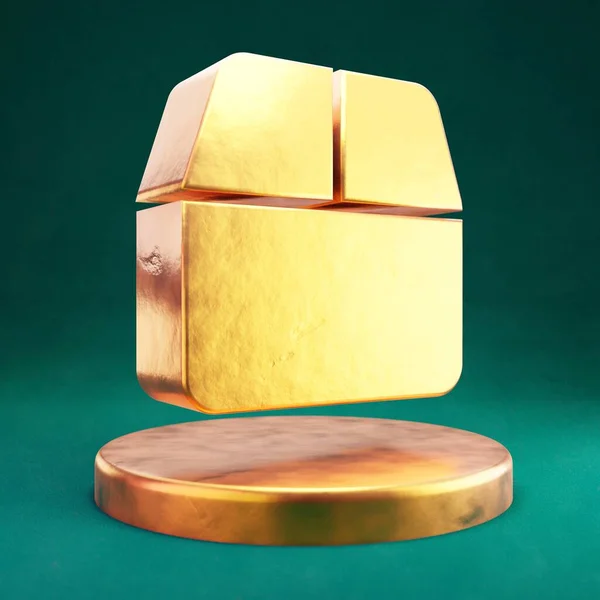 Ikona Open Box Symbol Fortuna Gold Open Box Zielonym Tłem — Zdjęcie stockowe