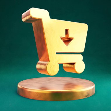 Alışveriş arabası ikonu. Tidewater Green geçmişi olan Fortuna Gold Alışveriş Arabası sembolü. Sosyal Ortam Simgesi.