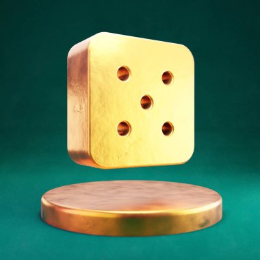 Zar Beş simgesi. Tidewater Green geçmişi olan Fortuna Gold Dice Five sembolü. Sosyal Ortam Simgesi.