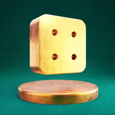 Zar Dört simgesi. Tidewater Green geçmişi olan Fortuna Gold Dice Four sembolü. Sosyal Ortam Simgesi.