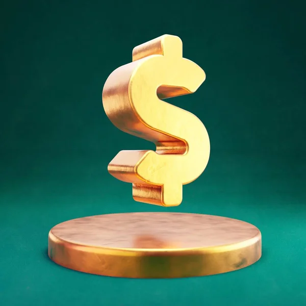 Значок Доллара Символ Fortuna Gold Dollar Зеленым Фоном Tidewater Икона — стоковое фото