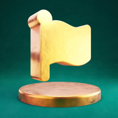 Bayrak simgesi. Tidewater Green geçmişi olan Fortuna Gold Flag sembolü. Sosyal Ortam Simgesi.