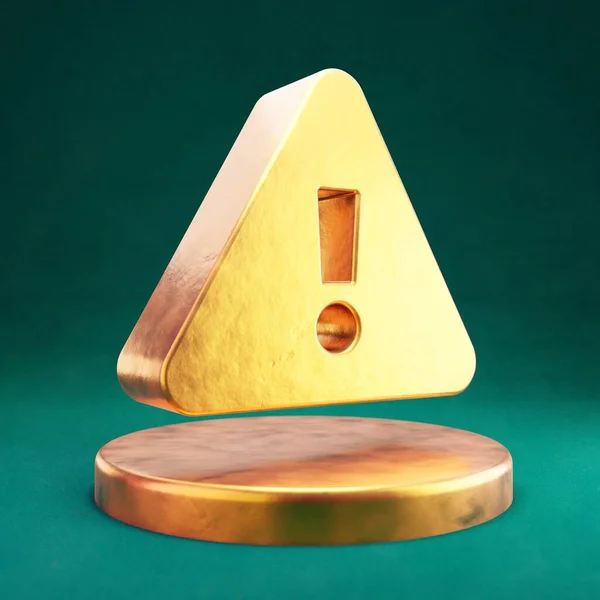 Exclamation Triangle Icon Fortuna Gold Exclamation Triangle Symbol Tidewater Green — Stock Photo, Image