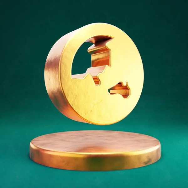 Икона Глобус Азия Символ Fortuna Gold Globe Asia Зеленым Фоном — стоковое фото