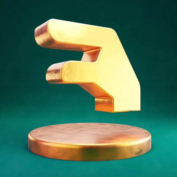 Handödleikonen Fortuna Gold Hand Lizard Symbol Med Tidewater Grön Bakgrund — Stockfoto
