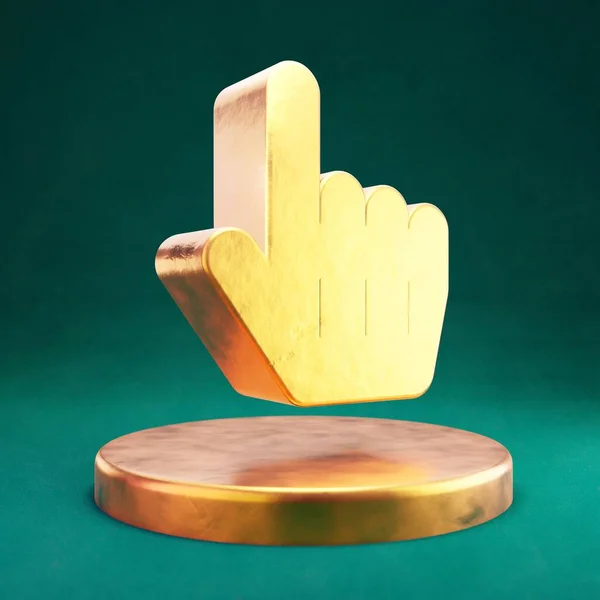 Handwijzer Icoon Fortuna Gold Hand Pointer Symbool Met Tidewater Green — Stockfoto